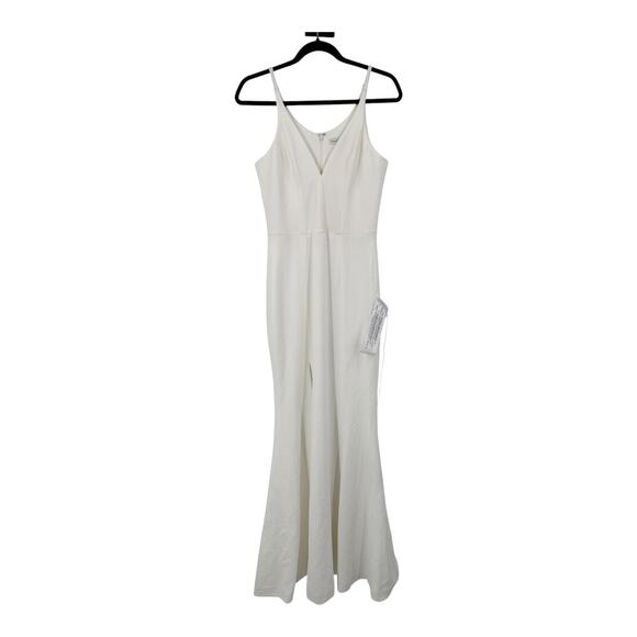 Dress the Population Iris Slit crepe gown dress off white Small S - Picture 2 of 8